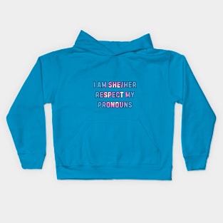 Respect My Pronouns Trans Pride T-Shirt (She/her) Kids Hoodie